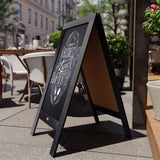 English Elm Commercial Grade 40" x 20" Vintage Wooden A-Frame Magnetic Indoor/Outdoor Chalkboard Sign, Freestanding Double Sided Extra Large Message Board,