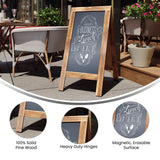 English Elm Commercial Grade 40" x 20" Vintage Wooden A-Frame Magnetic Indoor/Outdoor Chalkboard Sign, Freestanding Double Sided Extra Large Message Board,