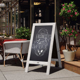 Commercial Grade washed 48x24 Vintage Wooden A-Frame Indoor/Outdoor A-Frame Magnetic Chalkboard Sign Set with 8 Chalk Markers, 10 Stencils, 2 Magnets