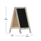 English Elm Commercial Grade 40" x 20" Weathered Wooden Indoor/Outdoor A-Frame Magnetic Chalkboard Sign Set with 8 Chalk Markers, 10 Stencils, and 2 Magnets, and Eraser