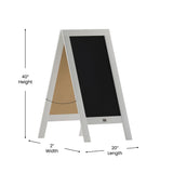 English Elm Commercial Grade 40" x 20" Wooden Indoor/Outdoor A-Frame Magnetic Chalkboard Sign Set with 8 Chalk Markers, 10 Stencils, and 2 Magnets, and Eraser