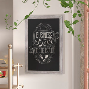 English Elm Commercial Grade 24" x 36" washed Wall Mount Magnetic Chalkboard Sign with Eraser, Hanging Wall Chalkboard Memo Board for Home, School, or Business