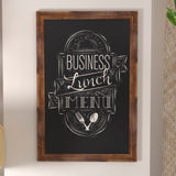 English Elm Commercial Grade 24" x 36" Torched Wood Wall Mount Magnetic Chalkboard Sign with Eraser, Hanging Wall Chalkboard Memo Board for Home, School, or Business