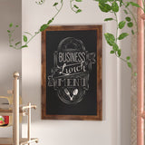 English Elm Commercial Grade 24" x 36" Torched Wood Wall Mount Magnetic Chalkboard Sign with Eraser, Hanging Wall Chalkboard Memo Board for Home, School, or Business