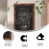 English Elm Commercial Grade 24" x 36" Torched Wood Wall Mount Magnetic Chalkboard Sign with Eraser, Hanging Wall Chalkboard Memo Board for Home, School, or Business