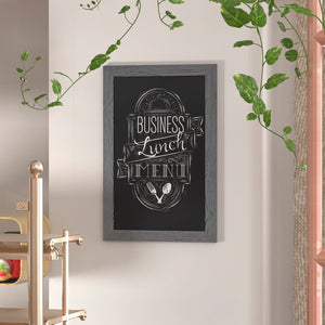 English Elm Commercial Grade 20" x 30" Rustic Wall Mount Magnetic Chalkboard Sign with Eraser, Hanging Wall Chalkboard Memo Board for Home, School, or Business