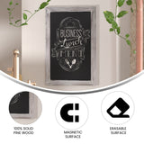 English Elm Commercial Grade 20" x 30" washed Wall Mount Magnetic Chalkboard Sign with Eraser, Hanging Wall Chalkboard Memo Board for Home, School, or Business