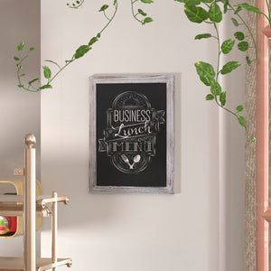 English Elm Commercial Grade 18" x 24" washed Wall Mount Magnetic Chalkboard Sign with Eraser, Hanging Wall Chalkboard Memo Board for Home, School, or Business