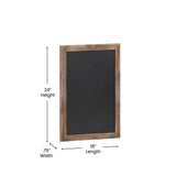 English Elm Commercial Grade 18" x 24" Torched Wood Wall Mount Magnetic Chalkboard Sign with Eraser, Hanging Wall Chalkboard Memo Board for Home, School, or Business