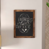 English Elm Commercial Grade 18" x 24" Torched Wood Wall Mount Magnetic Chalkboard Sign with Eraser, Hanging Wall Chalkboard Memo Board for Home, School, or Business