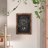 English Elm Commercial Grade 18" x 24" Torched Wood Wall Mount Magnetic Chalkboard Sign with Eraser, Hanging Wall Chalkboard Memo Board for Home, School, or Business