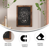 English Elm Commercial Grade 18" x 24" Torched Wood Wall Mount Magnetic Chalkboard Sign with Eraser, Hanging Wall Chalkboard Memo Board for Home, School, or Business