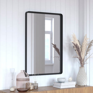 English Elm 24"x 36" Metal Deep Framed Wall Mirror - Large Accent Mirror for Bathroom, Entryway, Dining Room, & Living Room