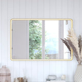 English Elm 24"x 36" Metal Deep Framed Wall Mirror - Large Accent Mirror for Bathroom, Entryway, Dining Room, & Living Room