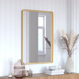 English Elm 24"x 36" Metal Deep Framed Wall Mirror - Large Accent Mirror for Bathroom, Entryway, Dining Room, & Living Room