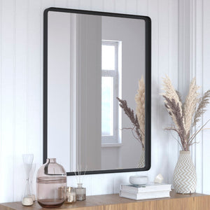 English Elm 30"x 40" Metal Deep Framed Wall Mirror - Large Accent Mirror for Bathroom, Entryway, Dining Room, & Living Room