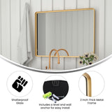 English Elm 30"x 40" Metal Deep Framed Wall Mirror - Large Accent Mirror for Bathroom, Entryway, Dining Room, & Living Room