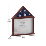 English Elm Flag and Certificate Display Case, Solid Pine Wood Flag Shadow Box Fits 3x5 Folded Flag, Finish