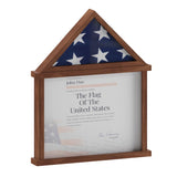 English Elm Flag and Certificate Display Case, Solid Pine Wood Flag Shadow Box Fits 3x5 Folded Flag, Finish