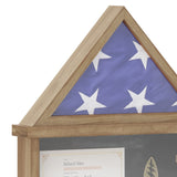 English Elm Flag and Certificate Display Case, Solid Pine Wood Flag Shadow Box Fits 3x5 Folded Flag, Wood Finish