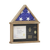 English Elm Flag and Certificate Display Case, Solid Pine Wood Flag Shadow Box Fits 3x5 Folded Flag, Wood Finish