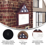 English Elm Flag and Certificate Display Case, Solid Pine Wood Flag Shadow Box Fits 9x5 Folded Burial Flag, Finish