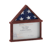 English Elm Flag and Certificate Display Case, Solid Pine Wood Flag Shadow Box Fits 9x5 Folded Burial Flag, Finish