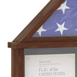 English Elm Flag and Certificate Display Case, Solid Pine Wood Flag Shadow Box Fits 9x5 Folded Burial Flag, Finish