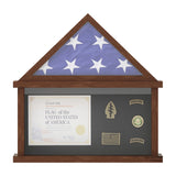 English Elm Flag and Certificate Display Case, Solid Pine Wood Flag Shadow Box Fits 9x5 Folded Burial Flag, Finish