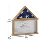 English Elm Flag and Certificate Display Case, Solid Pine Wood Flag Shadow Box Fits 9x5 Folded Burial Flag, Wood Finish