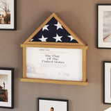 English Elm Flag and Certificate Display Case, Solid Pine Wood Flag Shadow Box Fits 9x5 Folded Burial Flag, Wood Finish