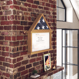 English Elm Flag and Certificate Display Case, Solid Pine Wood Flag Shadow Box Fits 9x5 Folded Burial Flag, Wood Finish