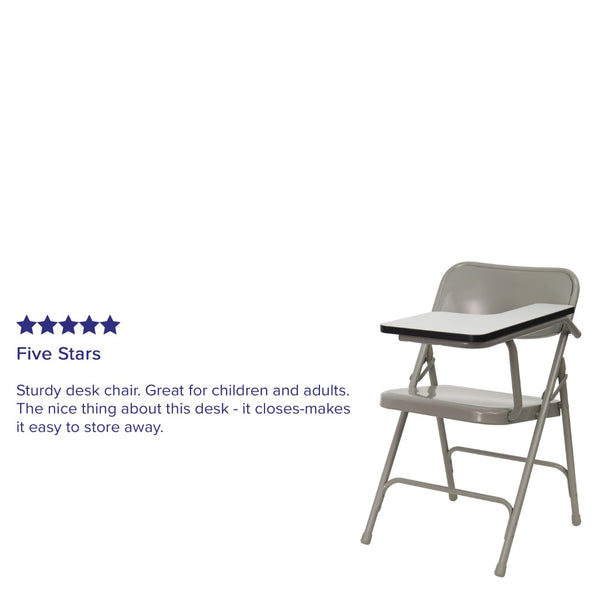 English Elm Commercial Grade Ralph Premium Steel Folding Chair with Left Handed Tablet Arm
