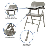 English Elm Commercial Grade Ralph Premium Steel Folding Chair with Left Handed Tablet Arm