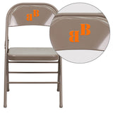 English Elm Commercial Grade Personalized Triple Braced & Double Hinged Metal Folding Chair