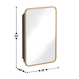 English Elm 16" x 24" Recessed Bathroom Medicine Cabinet with Rounded Beveled Mirror and Reversible Metal Frame