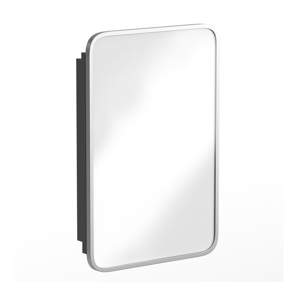 English Elm 16" x 24" Recessed Bathroom Medicine Cabinet with Rounded Beveled Mirror and Reversible Metal Frame