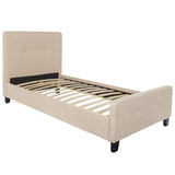 English Elm Twin Size Tufted Upholstered Platform Bed in Fabric