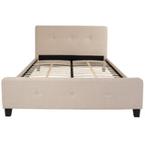 English Elm Queen Size Tufted Upholstered Platform Bed in Fabric