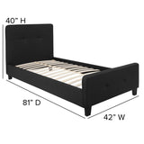 English Elm Twin Size Tufted Upholstered Platform Bed in Fabric