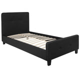 English Elm Twin Size Tufted Upholstered Platform Bed in Fabric