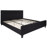 English Elm King Size Tufted Upholstered Platform Bed in Fabric