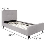 English Elm Twin Size Tufted Upholstered Platform Bed in Fabric