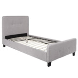 English Elm Twin Size Tufted Upholstered Platform Bed in Fabric