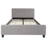 English Elm Queen Size Tufted Upholstered Platform Bed in Fabric