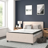 English Elm Full Size Tufted Upholstered Platform Bed in Fabric with 10 Inch CertiPUR-US Certified Pocket Spring Mattress