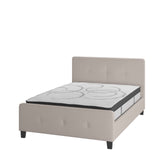 English Elm Full Size Tufted Upholstered Platform Bed in Fabric with 10 Inch CertiPUR-US Certified Pocket Spring Mattress