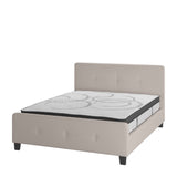 English Elm Queen Size Tufted Upholstered Platform Bed in Fabric with 10 Inch CertiPUR-US Certified Pocket Spring Mattress