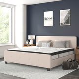 English Elm King Size Tufted Upholstered Platform Bed in Fabric with 10 Inch CertiPUR-US Certified Pocket Spring Mattress