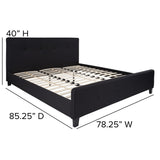 English Elm King Size Tufted Upholstered Platform Bed in Fabric with 10 Inch CertiPUR-US Certified Pocket Spring Mattress